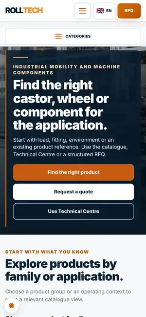 rolltech.ie home page on mobile