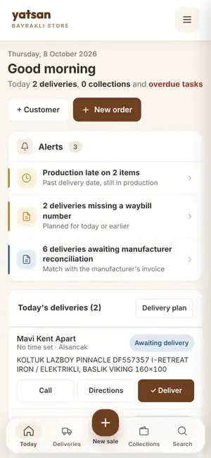 Yatsan portal today view on mobile with demo data